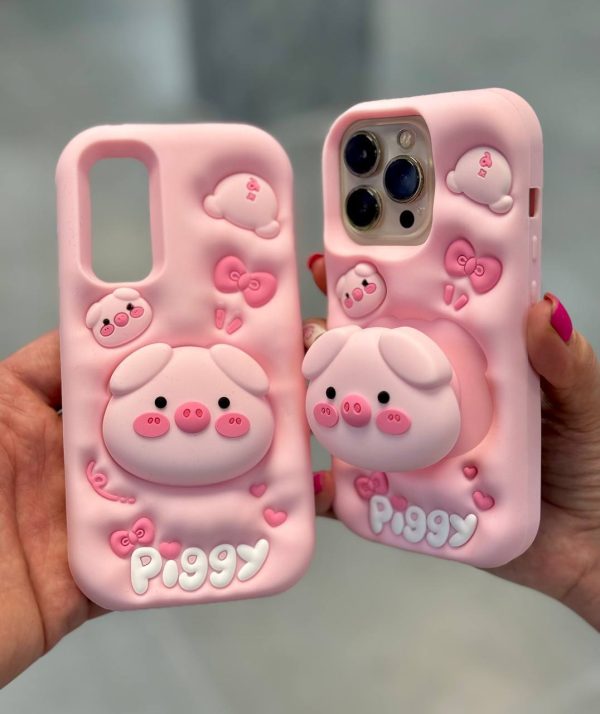 قاب گوشی آیفون خوك پاپ سوكت دار🐷 سيليكوني اورجينال