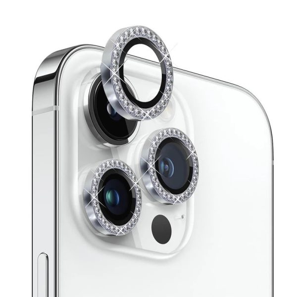 محافظ لنز دوربین مدل رینگی نگین دار مناسب برای گوشی موبایل اپل iPhone 15 Pro