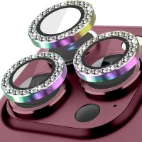 محافظ لنز دوربین مدل رینگی نگین دار هفت رنگ مناسب برای گوشی موبایل اپل iPhone 14 Pro Max